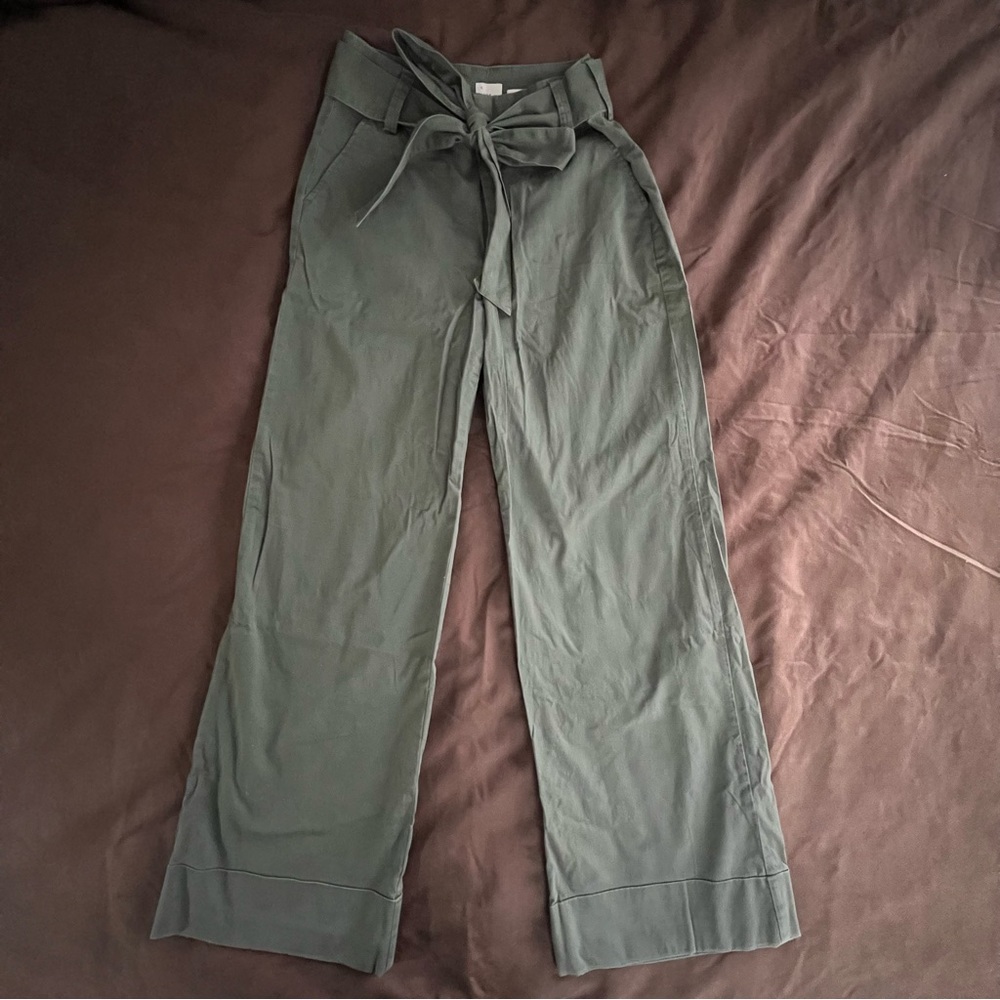wide leg belted pants
